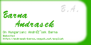 barna andrasek business card